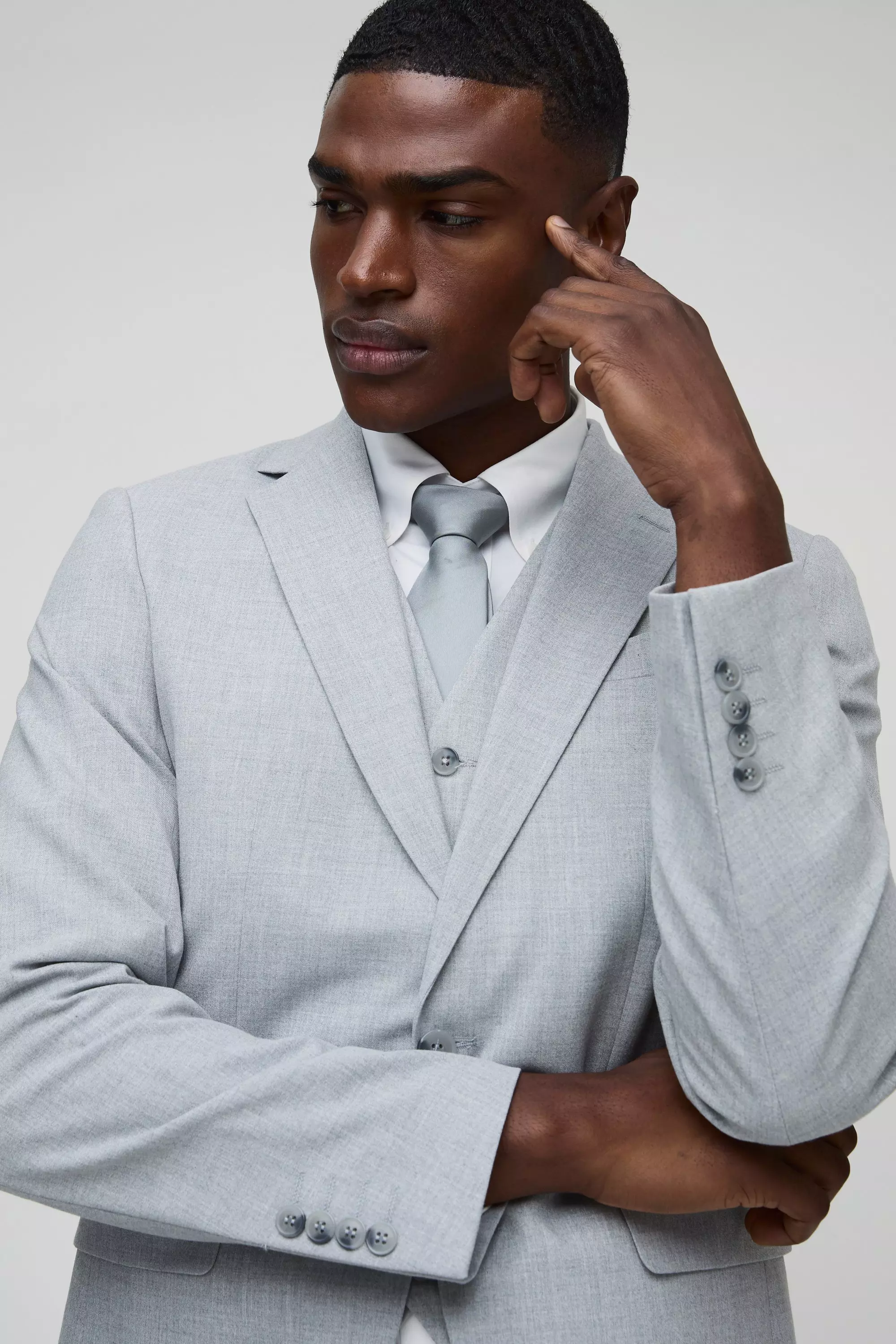 Slim Grey Single Breasted Jacket alternative image