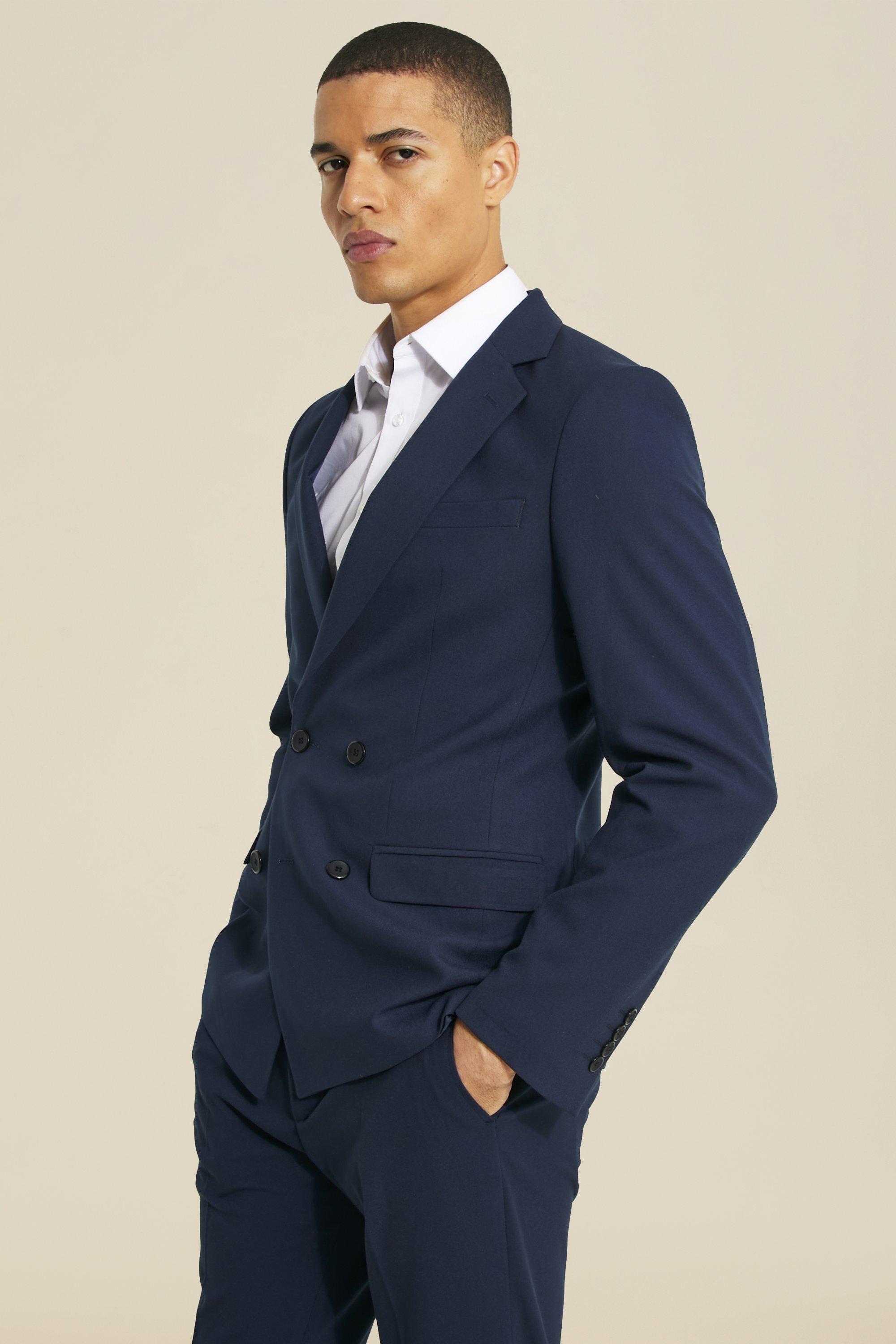 Slim Navy Double Breasted Jacket