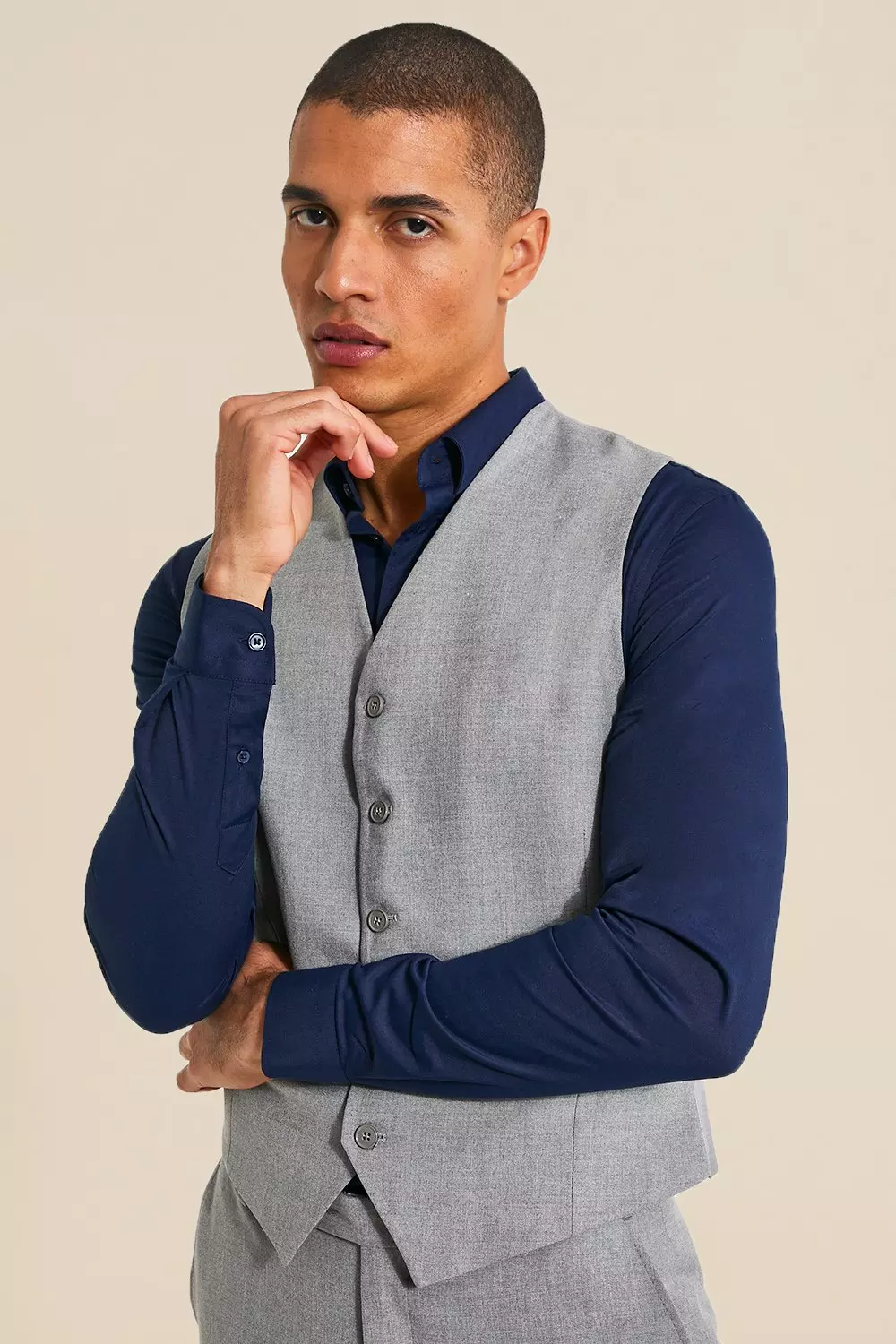 Slim Grey Vest Grey