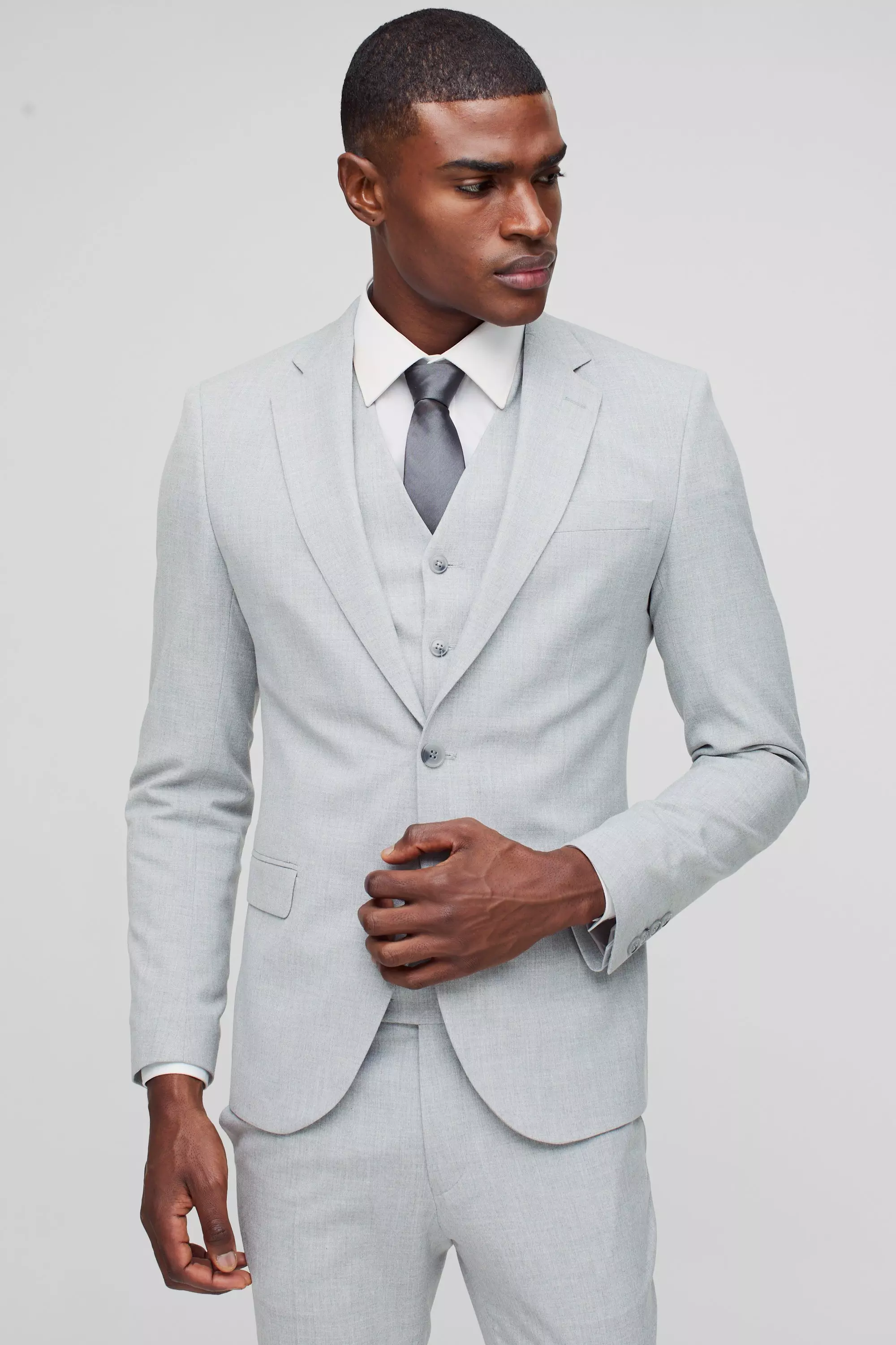 Super Skinny Grey Single Breasted Jacket Grey