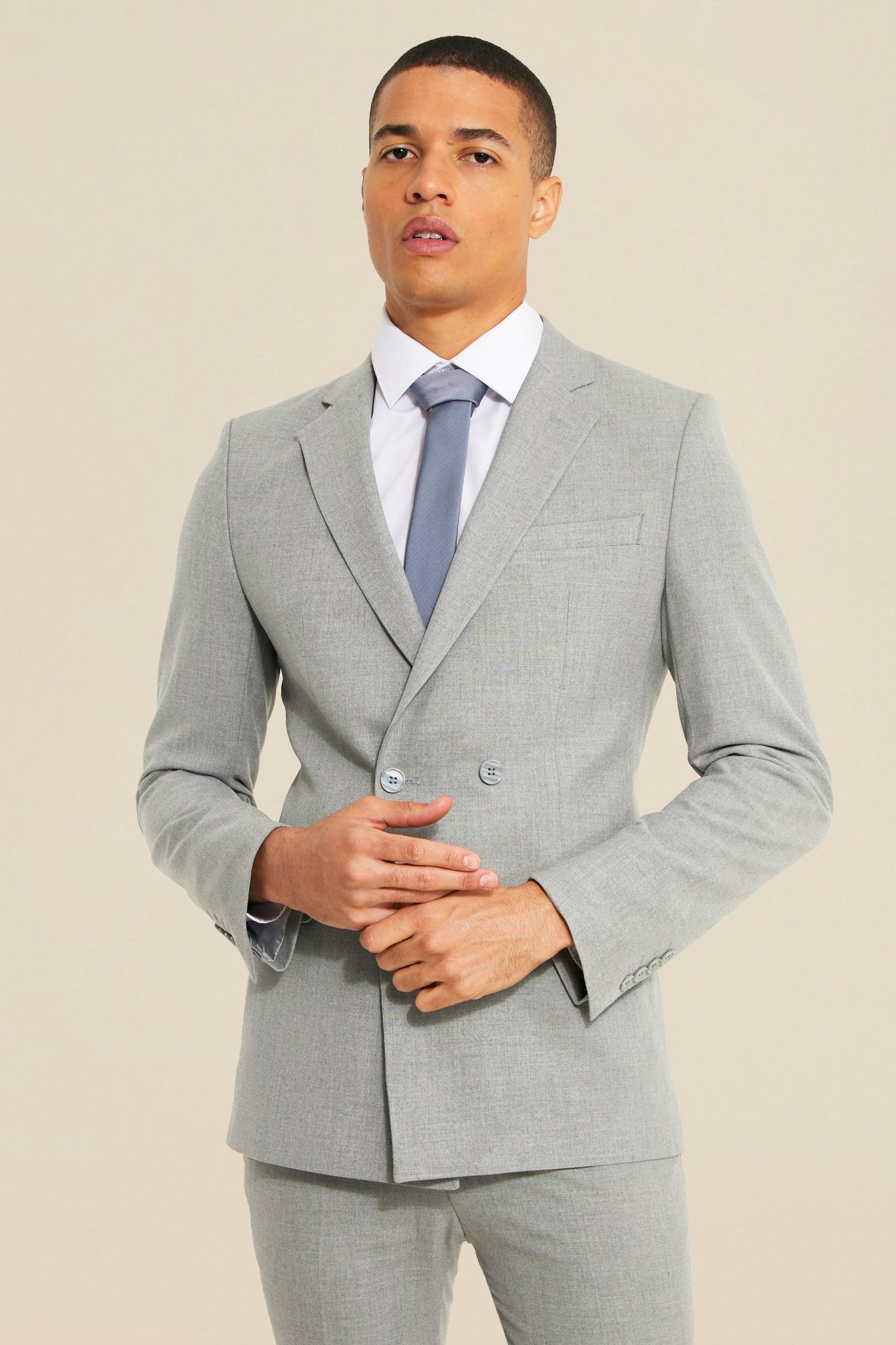 Veste de costume croisée super skinny, Grey