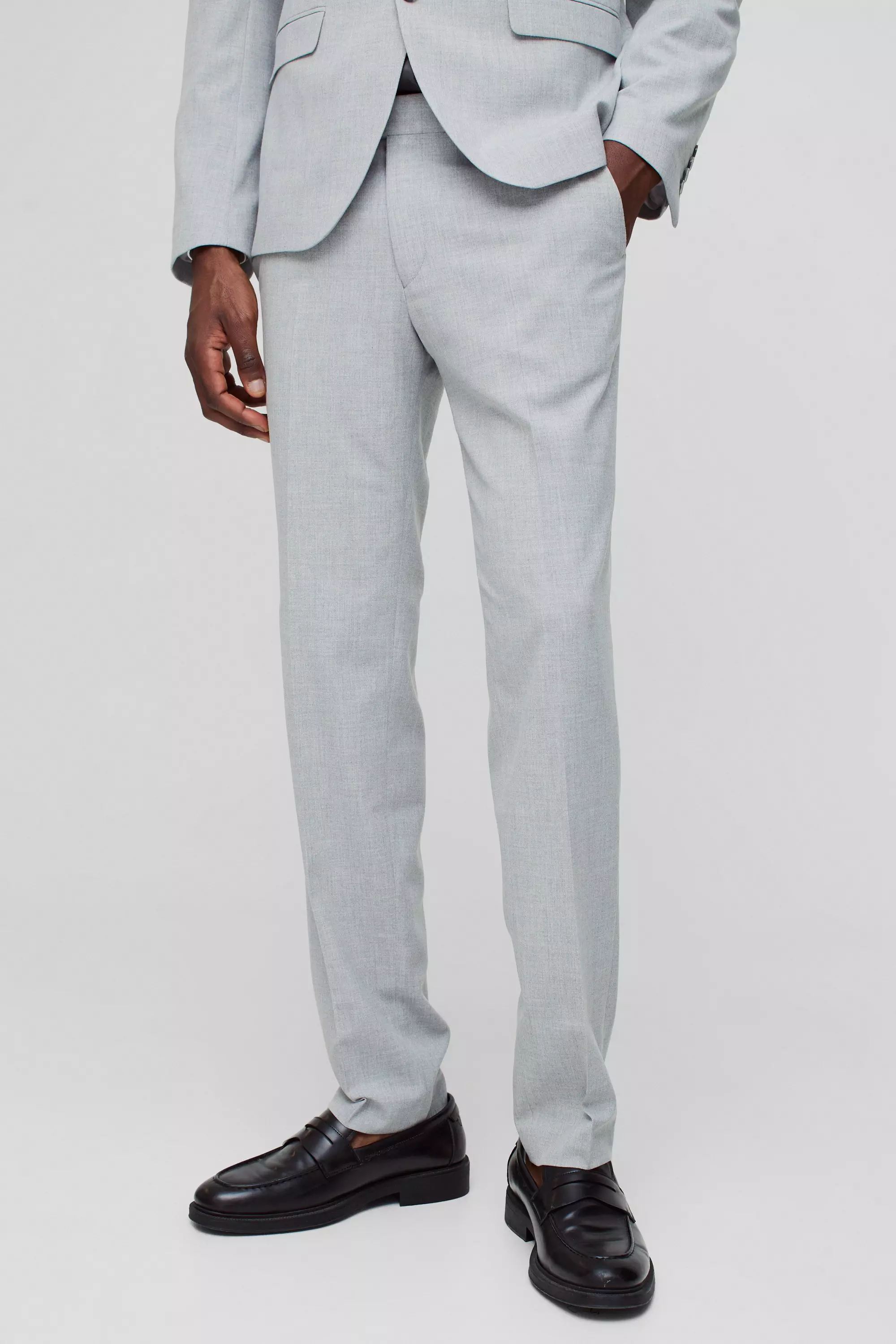 Slim Grey Dress Pants Grey