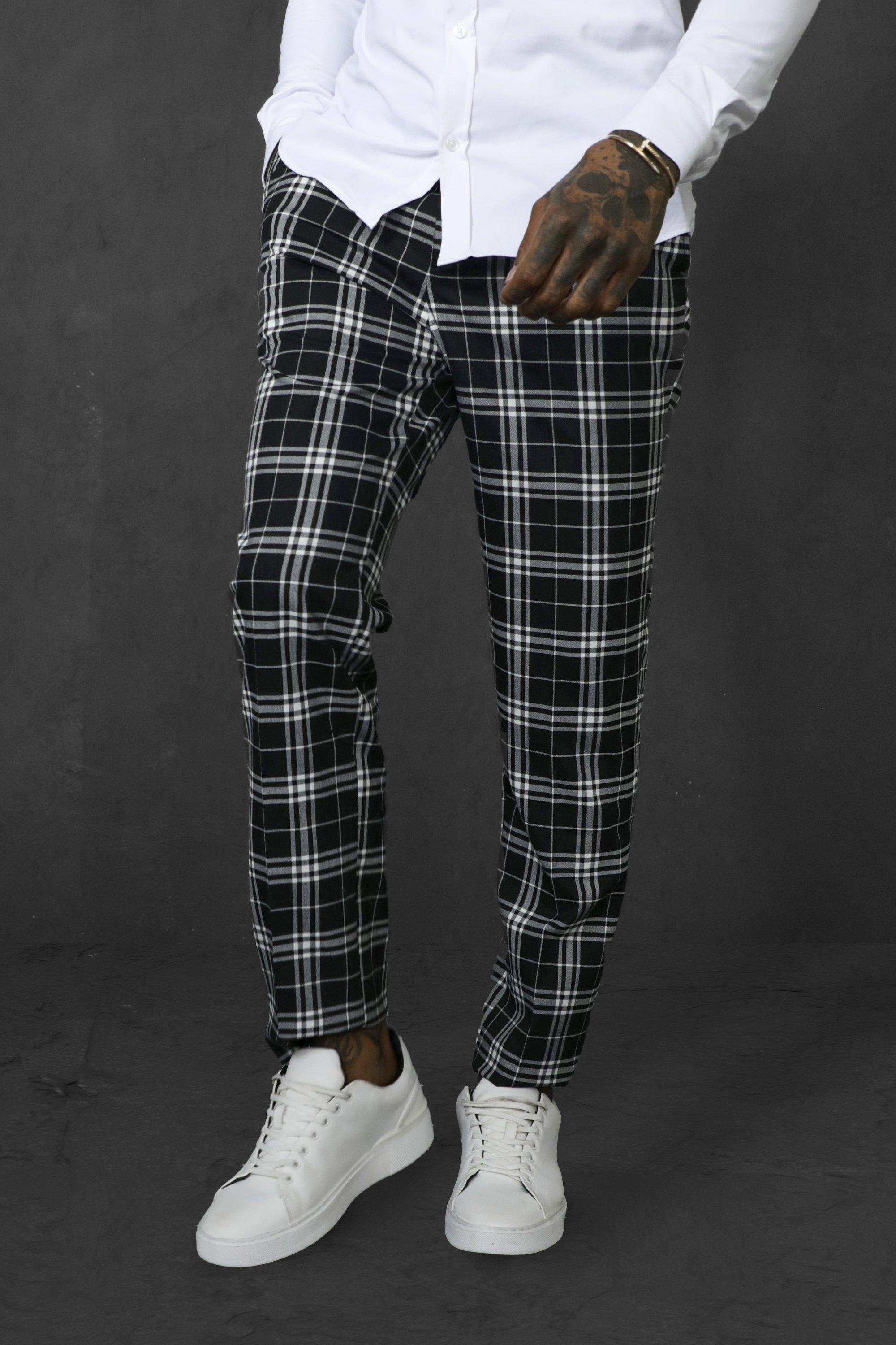 plaid skinny jeans mens