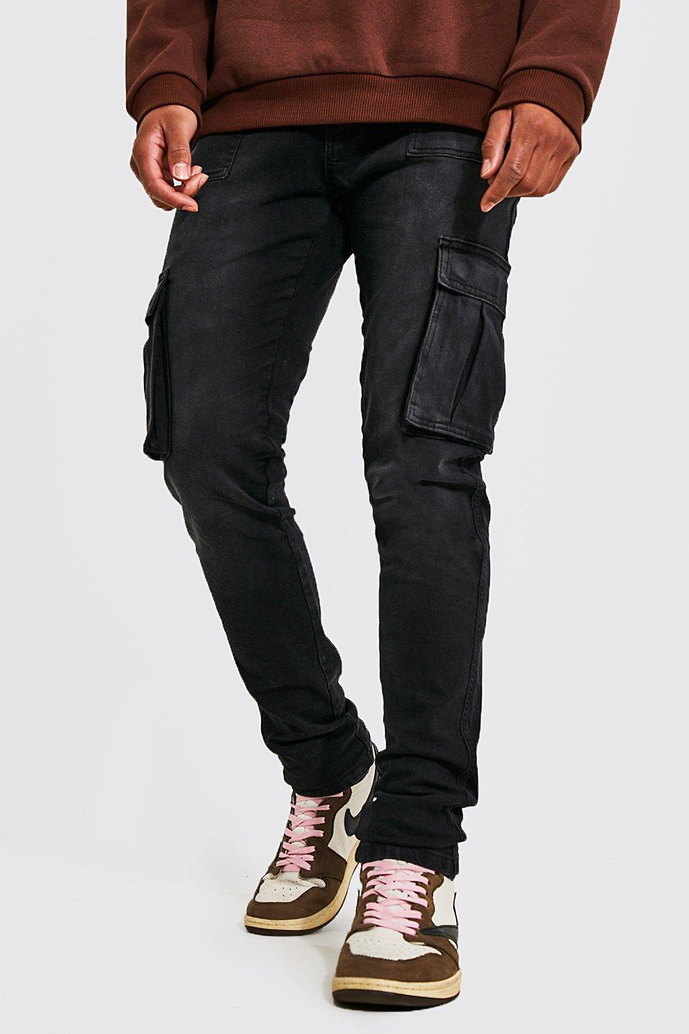 boohooMAN Men's Tall Skinny Carpenter Cargo Jeans