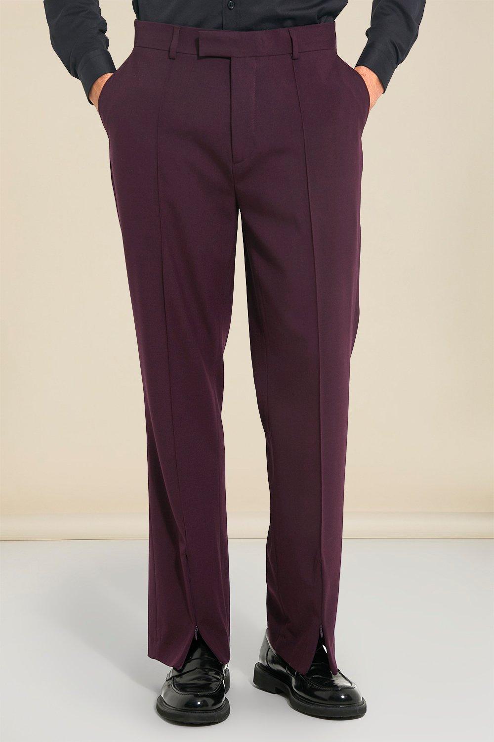 Purple Relaxed Zip Hem Suit Trouser