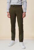 Khaki Slim Pu Spliced Suit Trouser