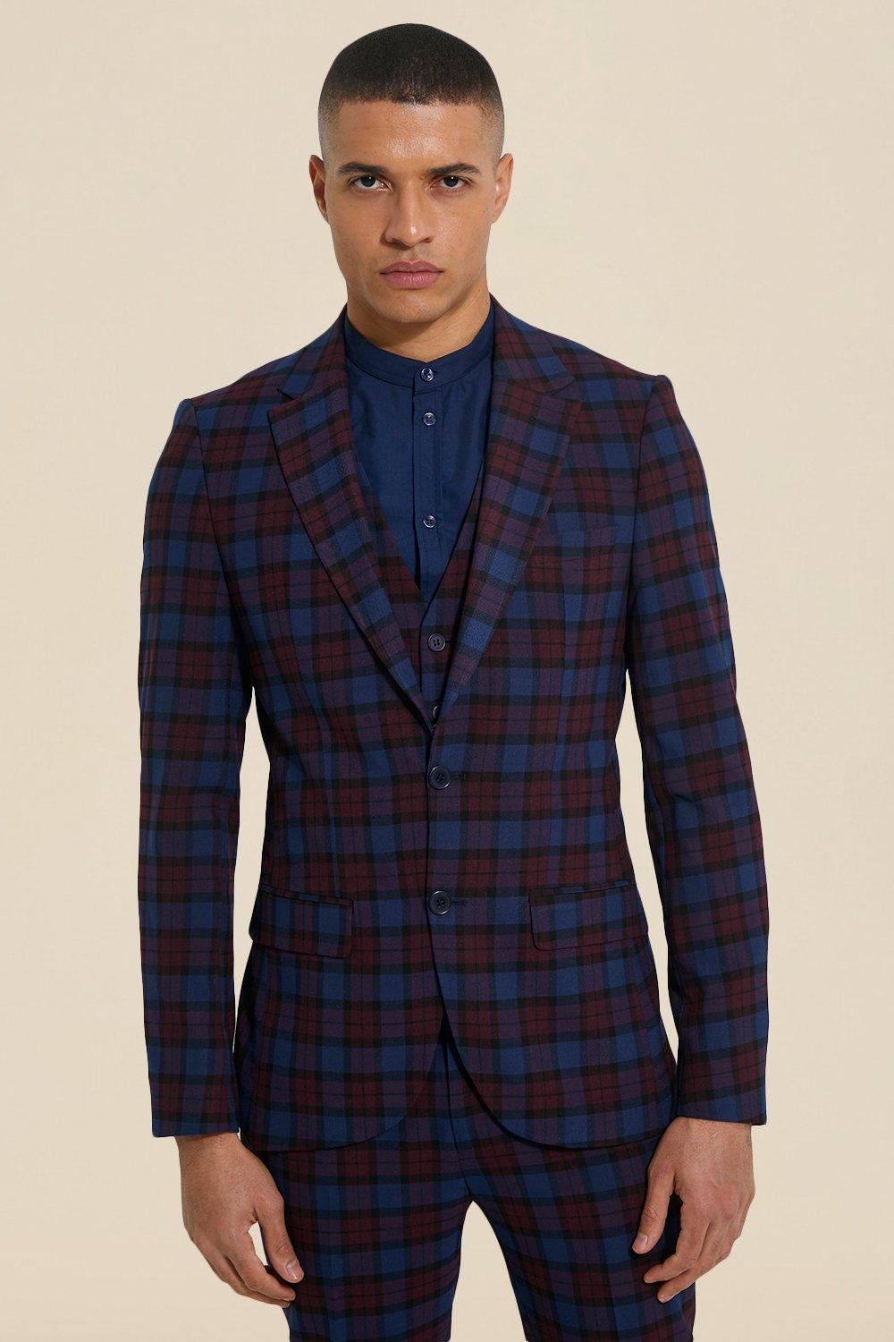 Red tartan suit jacket