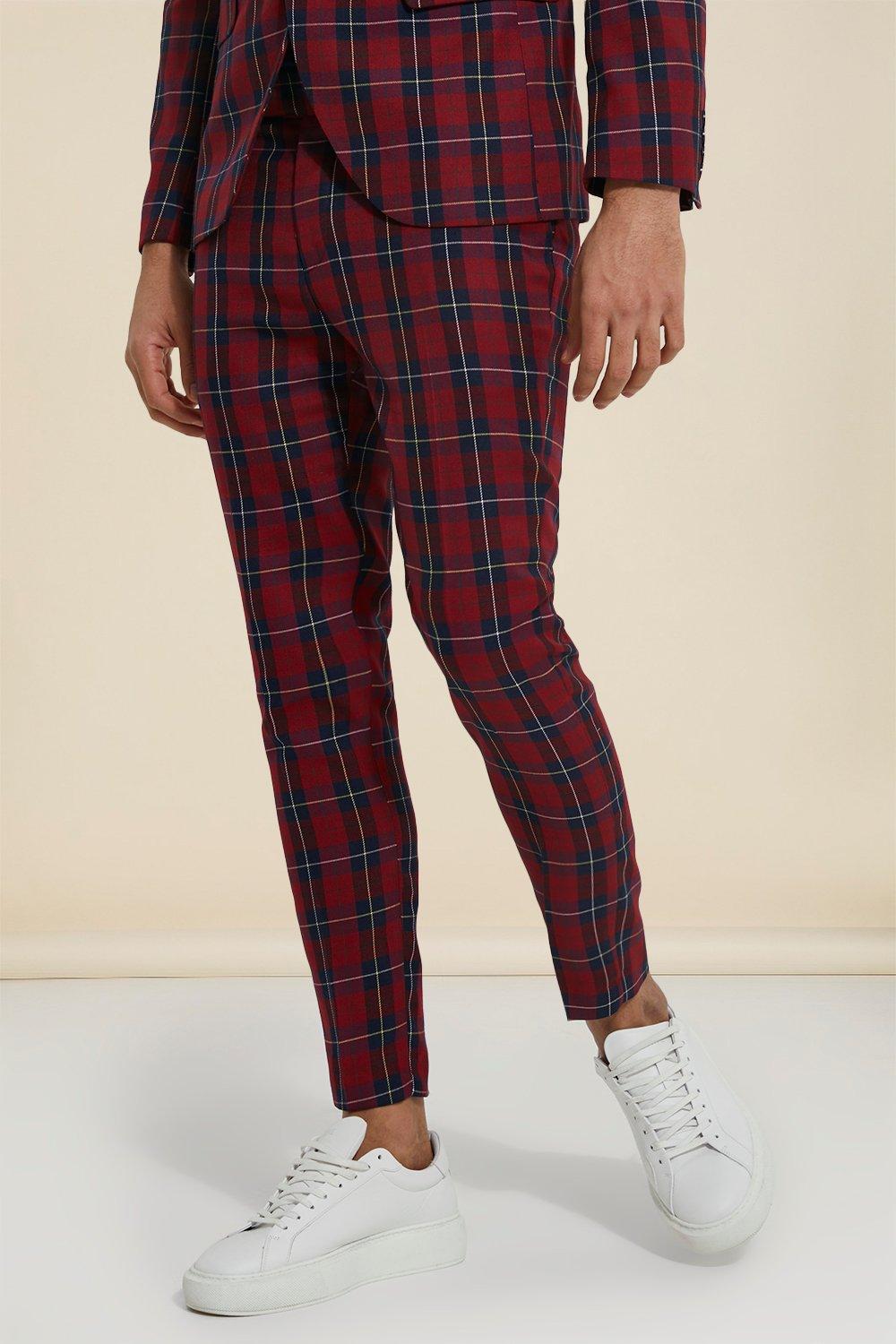 plaid skinny jeans mens