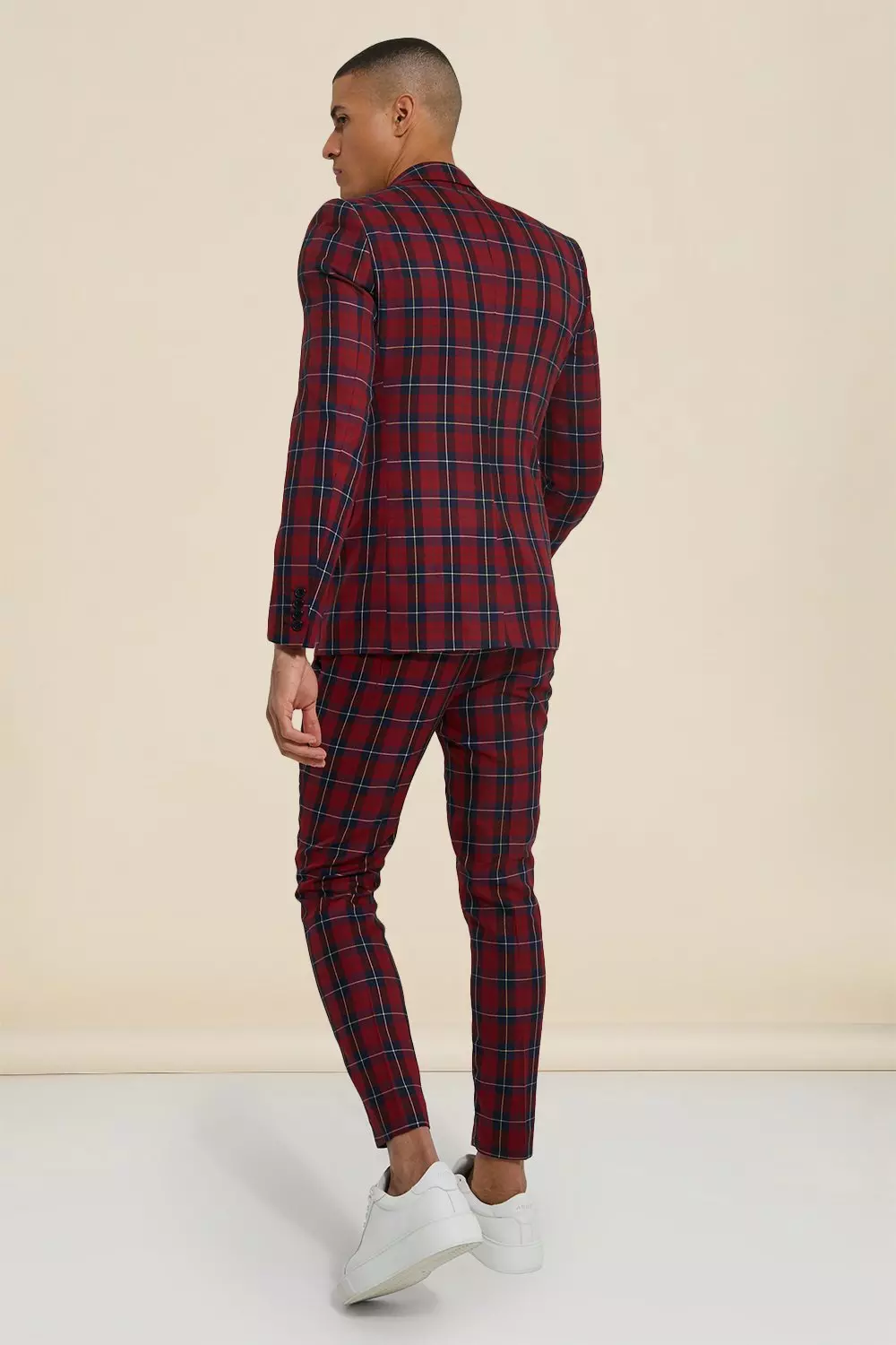 Mens super skinny tartan trousers store