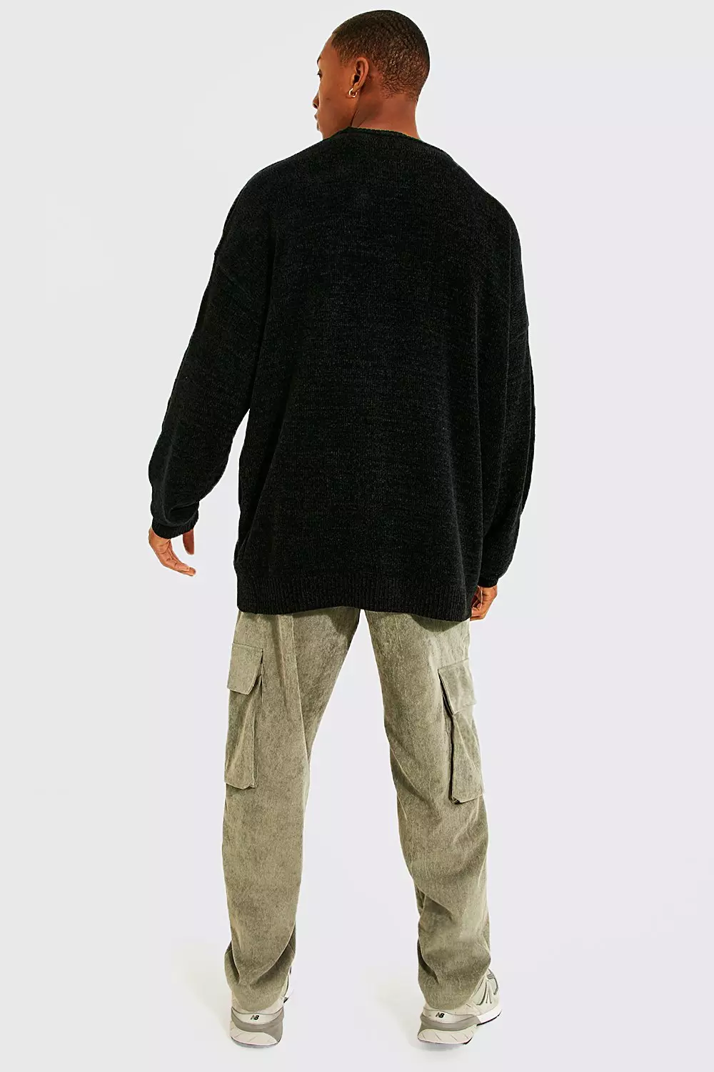 Black Oversized Chenille Crew Neck Jumper alternative image