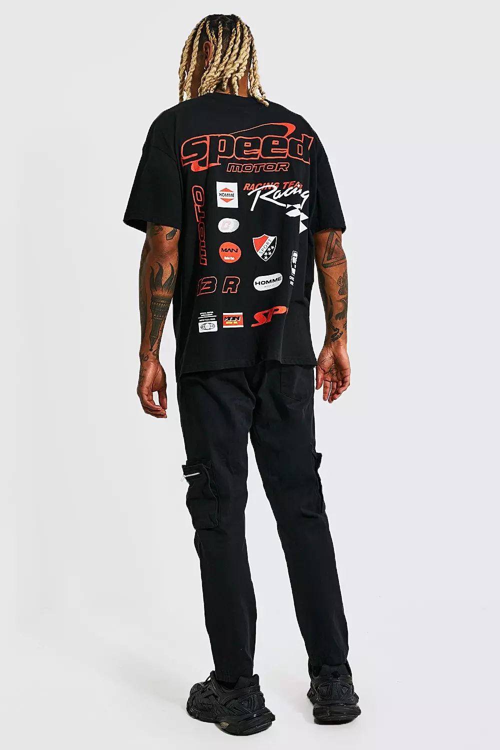 Black Straight Leg Motocross Cargo Trousers alternative image