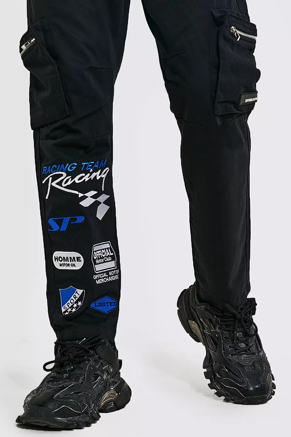 Black Straight Leg Motocross Cargo Trousers alternative image