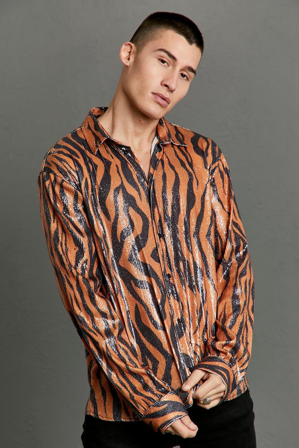 Long Sleeve Tiger Sequin Shirt