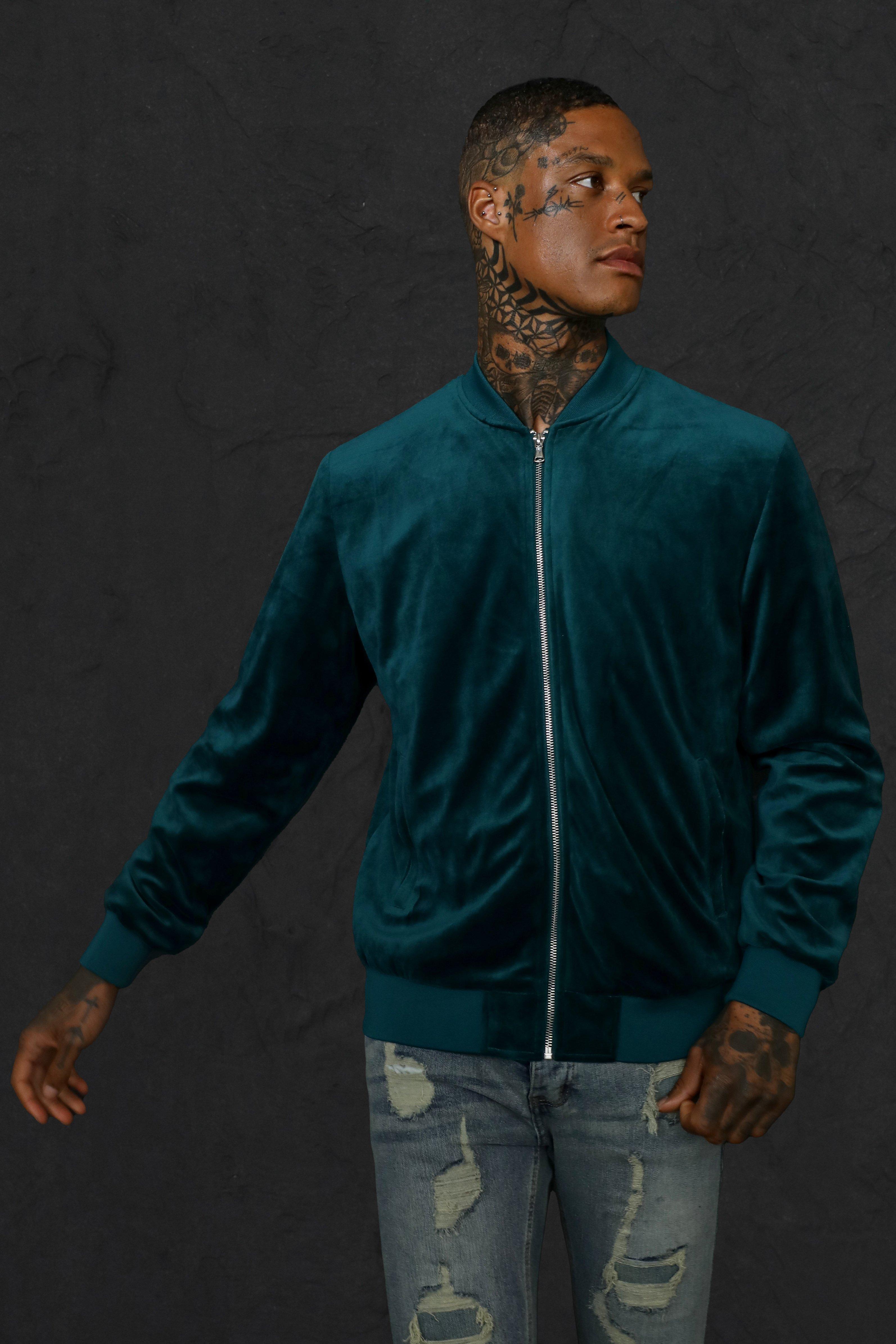 Men velvet sales bomber jacket