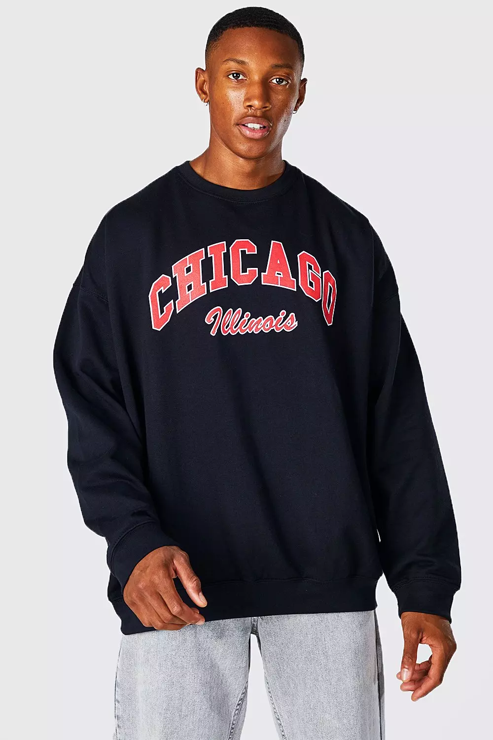 Black Oversized Chicago Varsity Sweatshirt alternative image