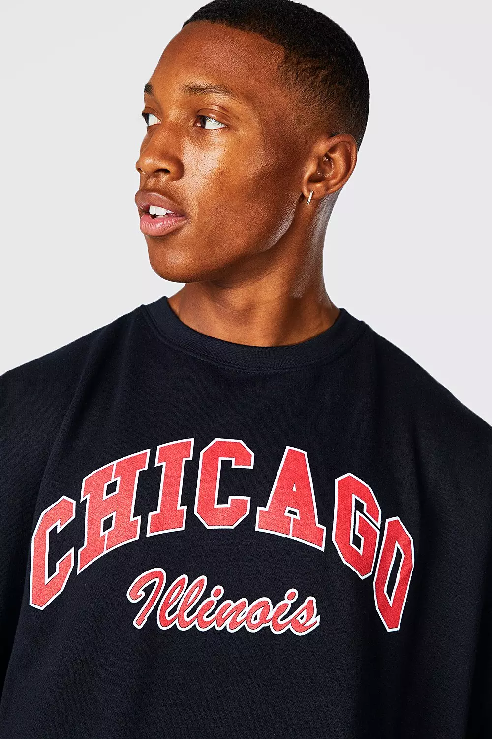 Black Oversized Chicago Varsity Sweatshirt alternative image