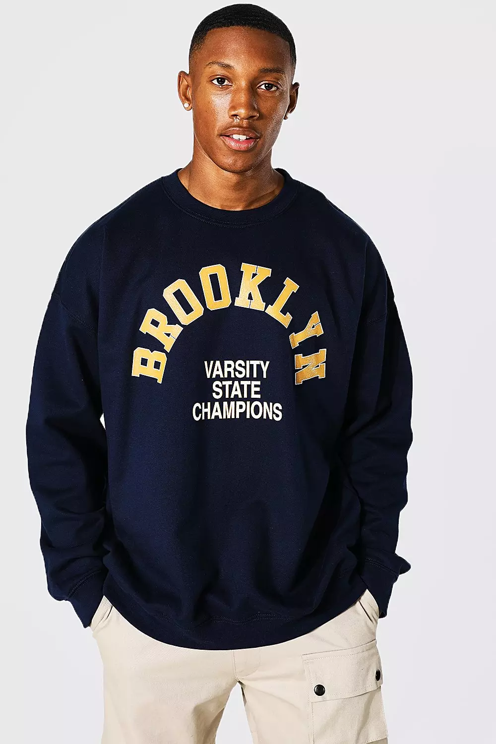 Oversized Brooklyn Varsity Sweatshirt boohooMAN USA