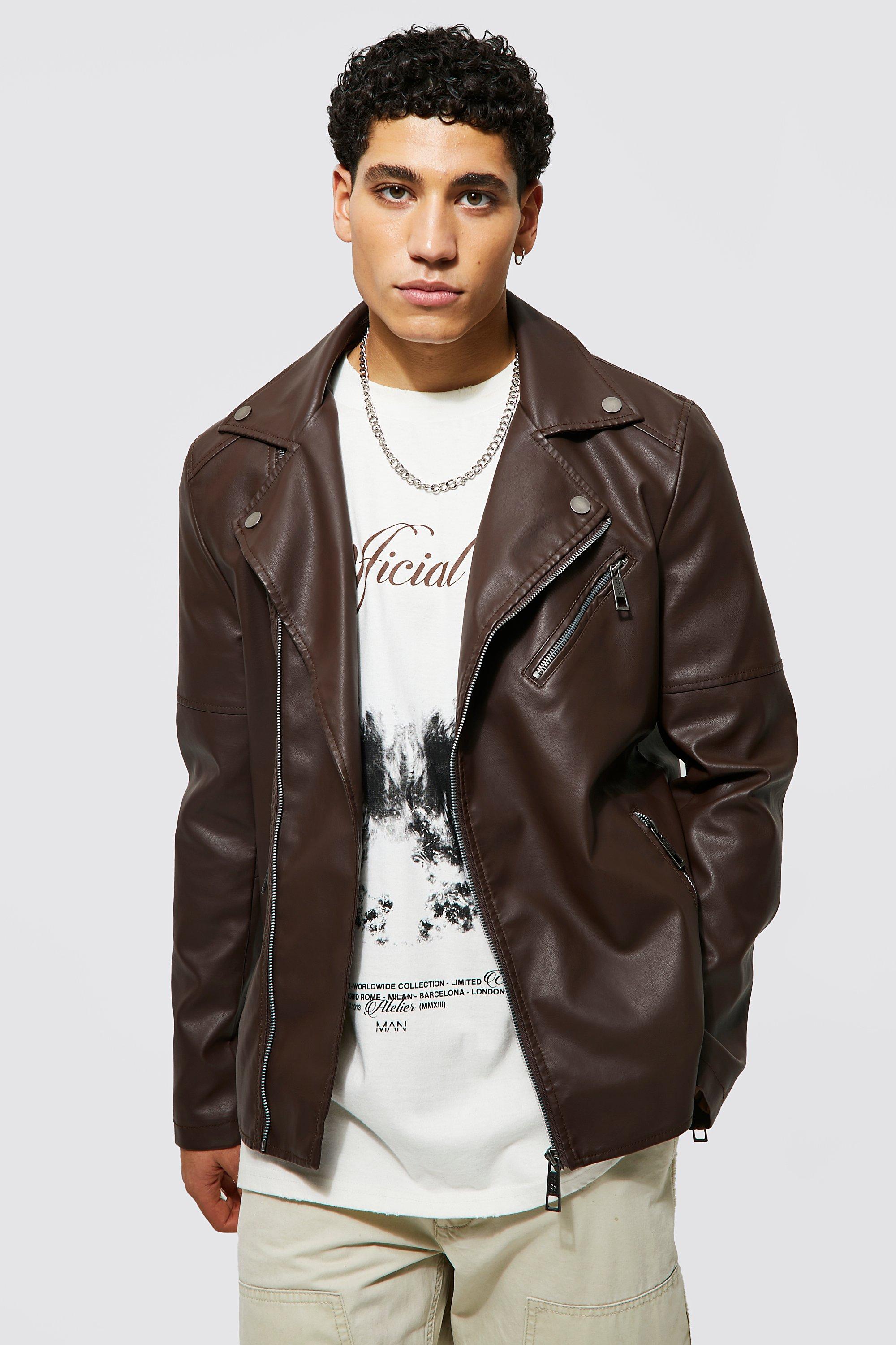 Boohooman leather jacket best sale