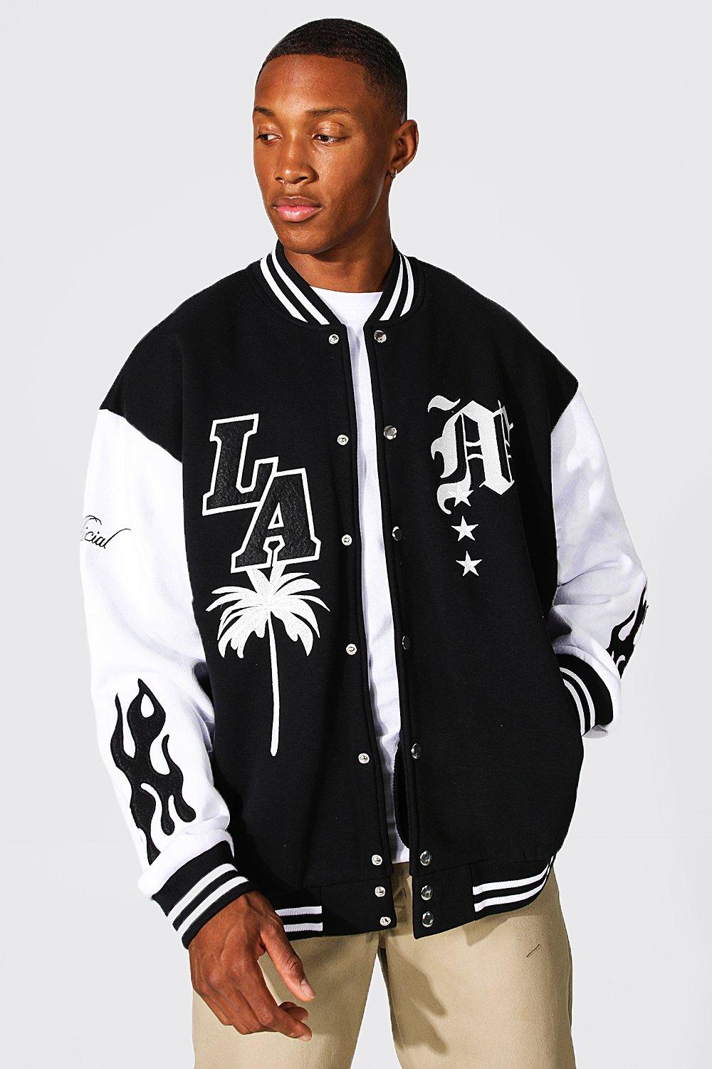 Jersey Varsity Bomber Jacket With Badges