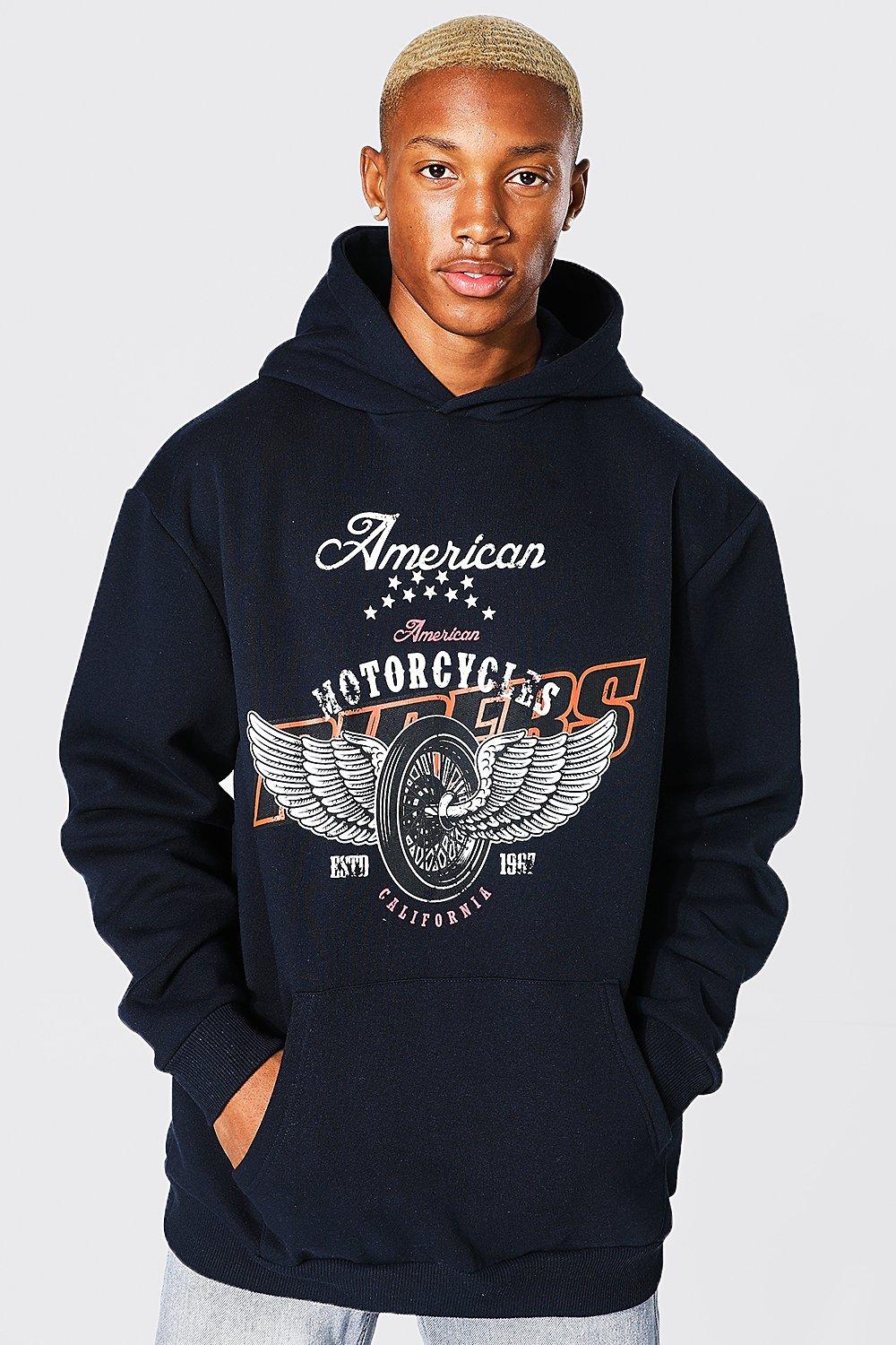 Uitstralen Geslaagd Schipbreuk Oversized American Riders Hoodie | boohooMAN USA