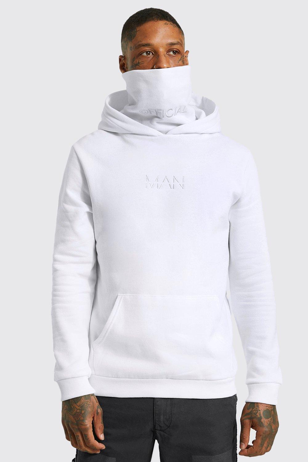 Official Man Embroidered Snood Hoodie boohooMAN USA