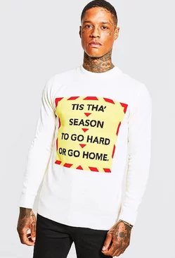 Tis Tha Season Slogan Christmas Sweater White