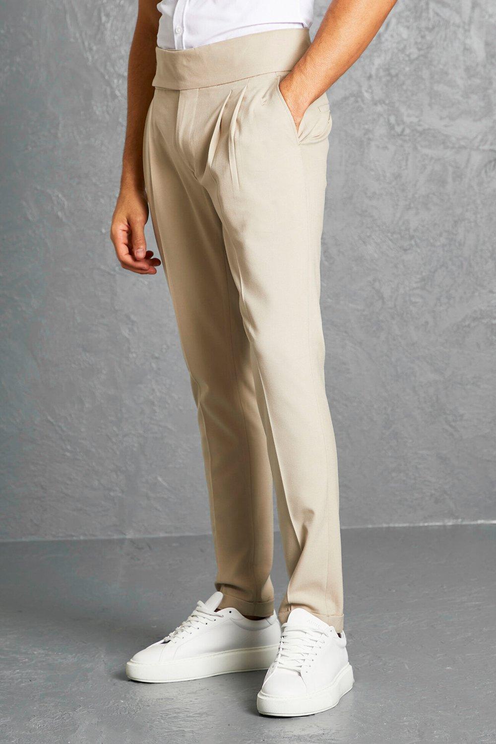 Stone Double Waistband Peached Tailored Trousers