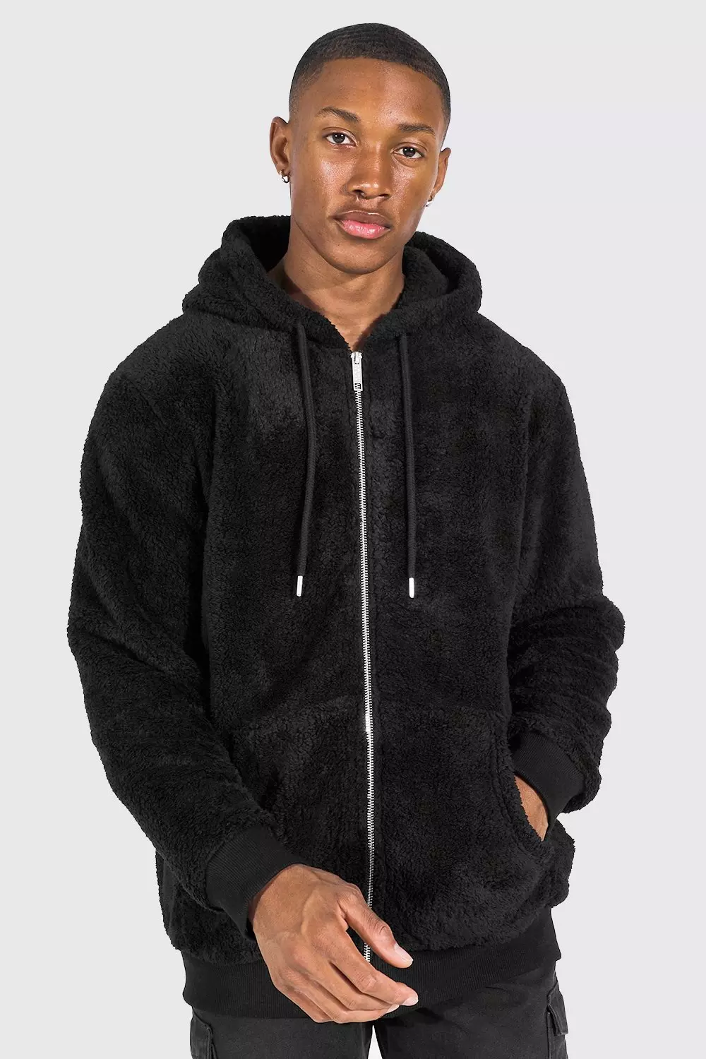 Borg faux fur hoodie hotsell