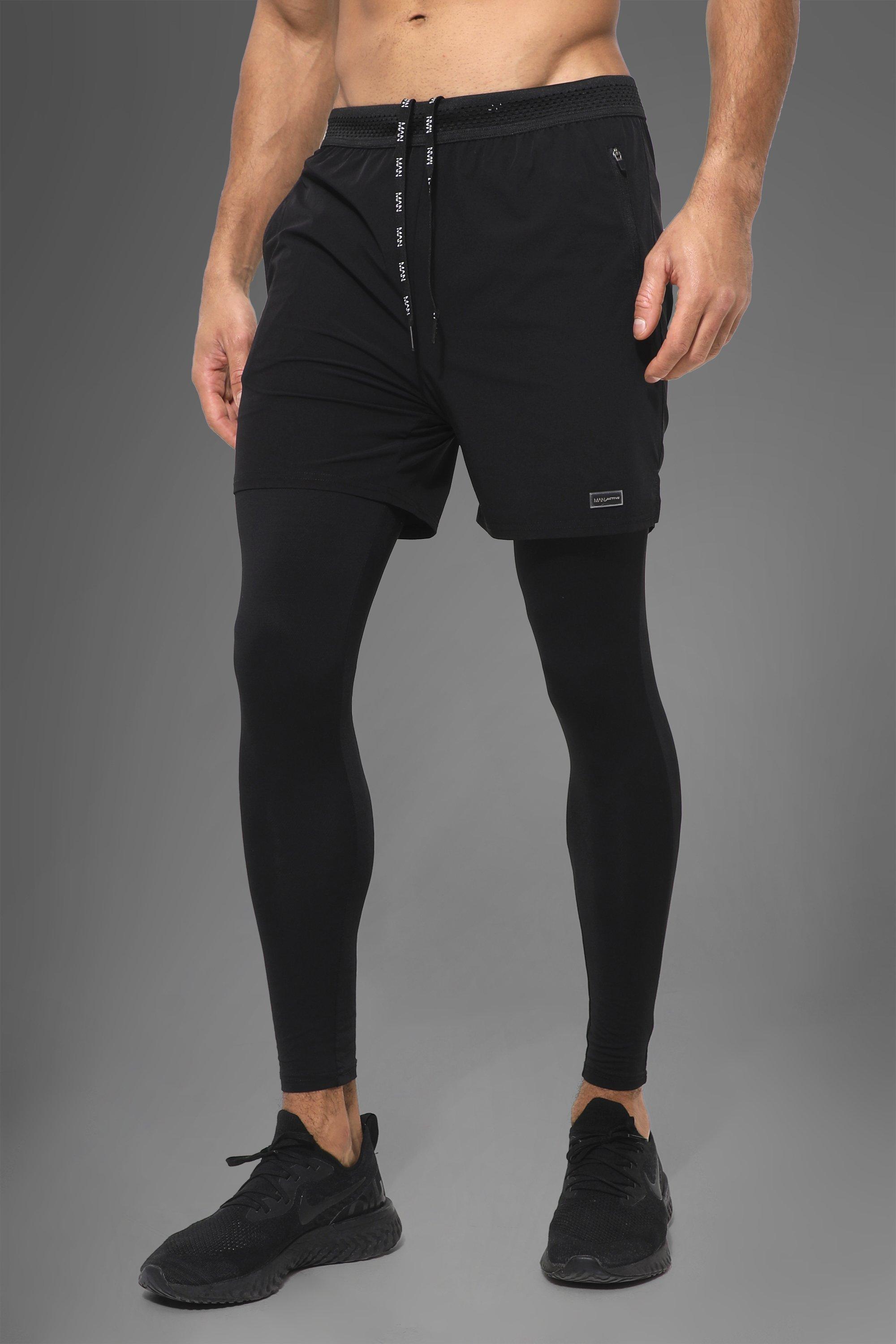 Man Active Gym 2-In-1 Legging Shorts