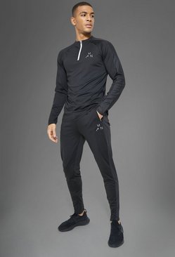 gym and workout clothes Tracksuits and sweat suits Save 14% Mens Clothing Activewear BoohooMAN Man Muscle Fit Tracksuit With Sports Rib in Black for Men 