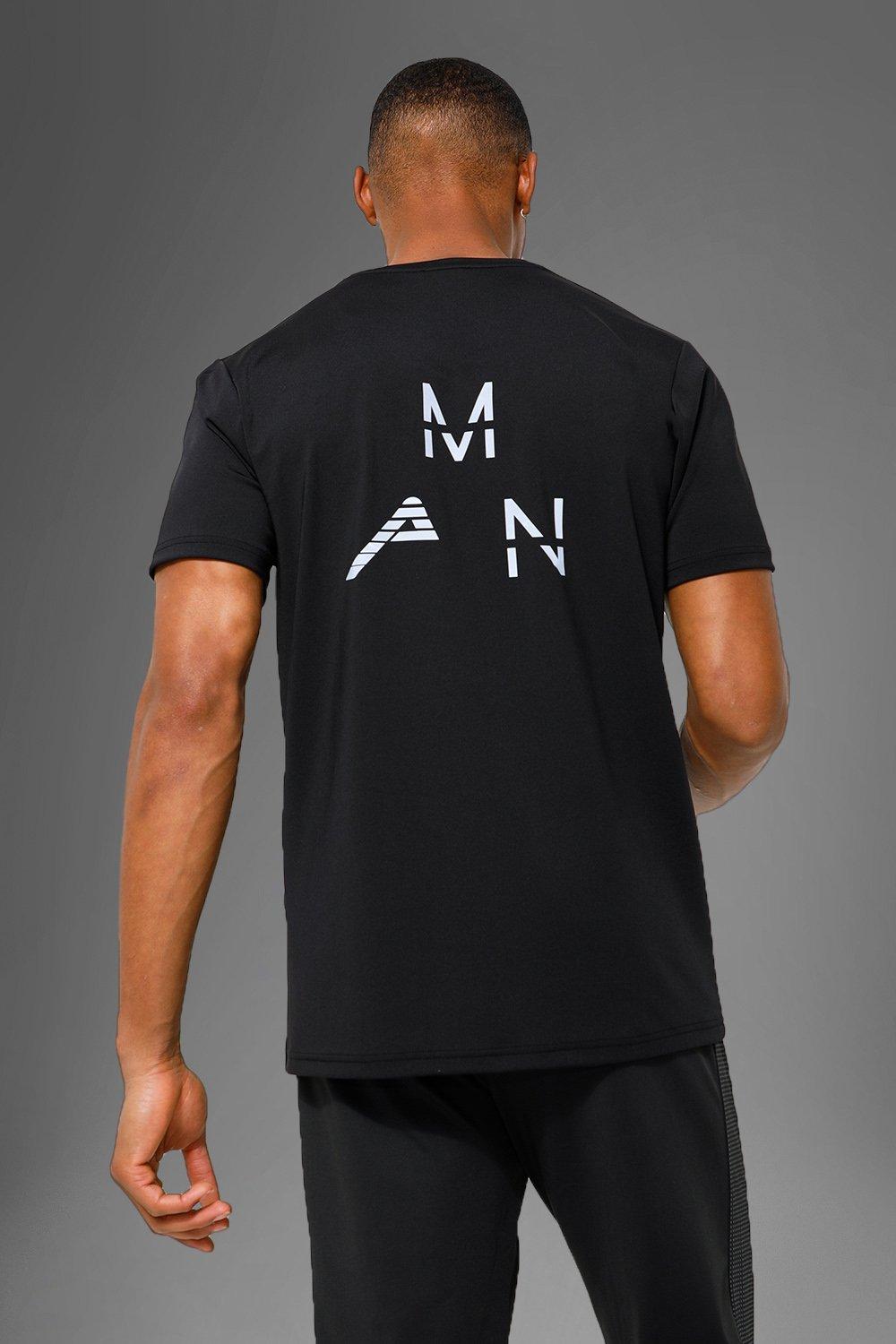 Man Active Gym Reflective Back Print T-Shirt | boohooMAN UK