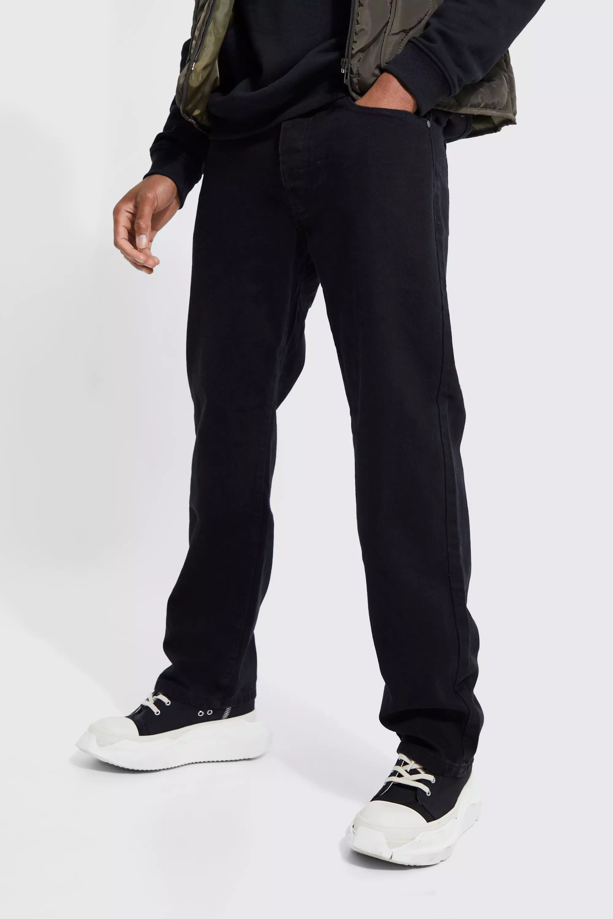 Black Relaxed Fit Rigid Jeans