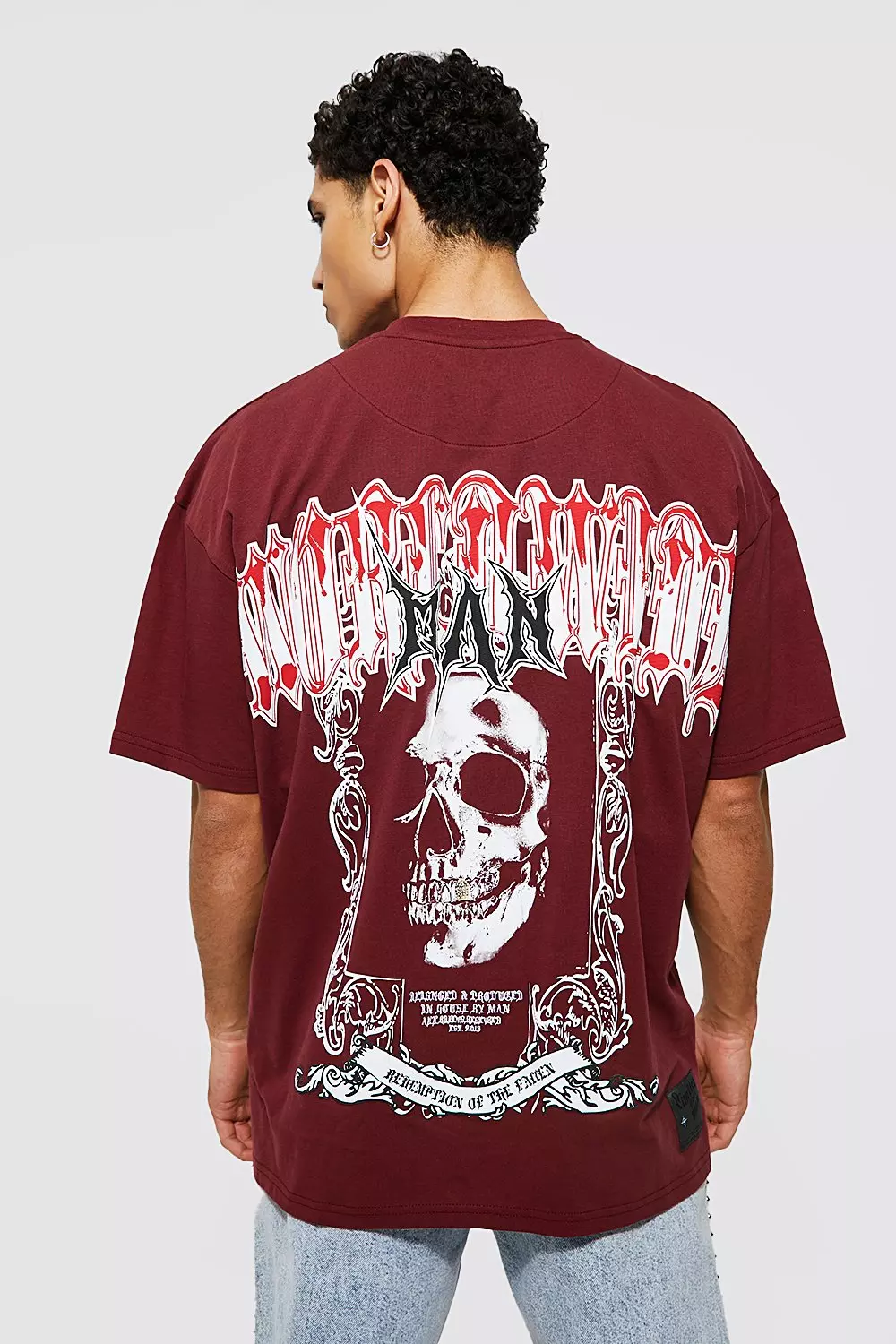 Oversized Man Skull Graphic T shirt