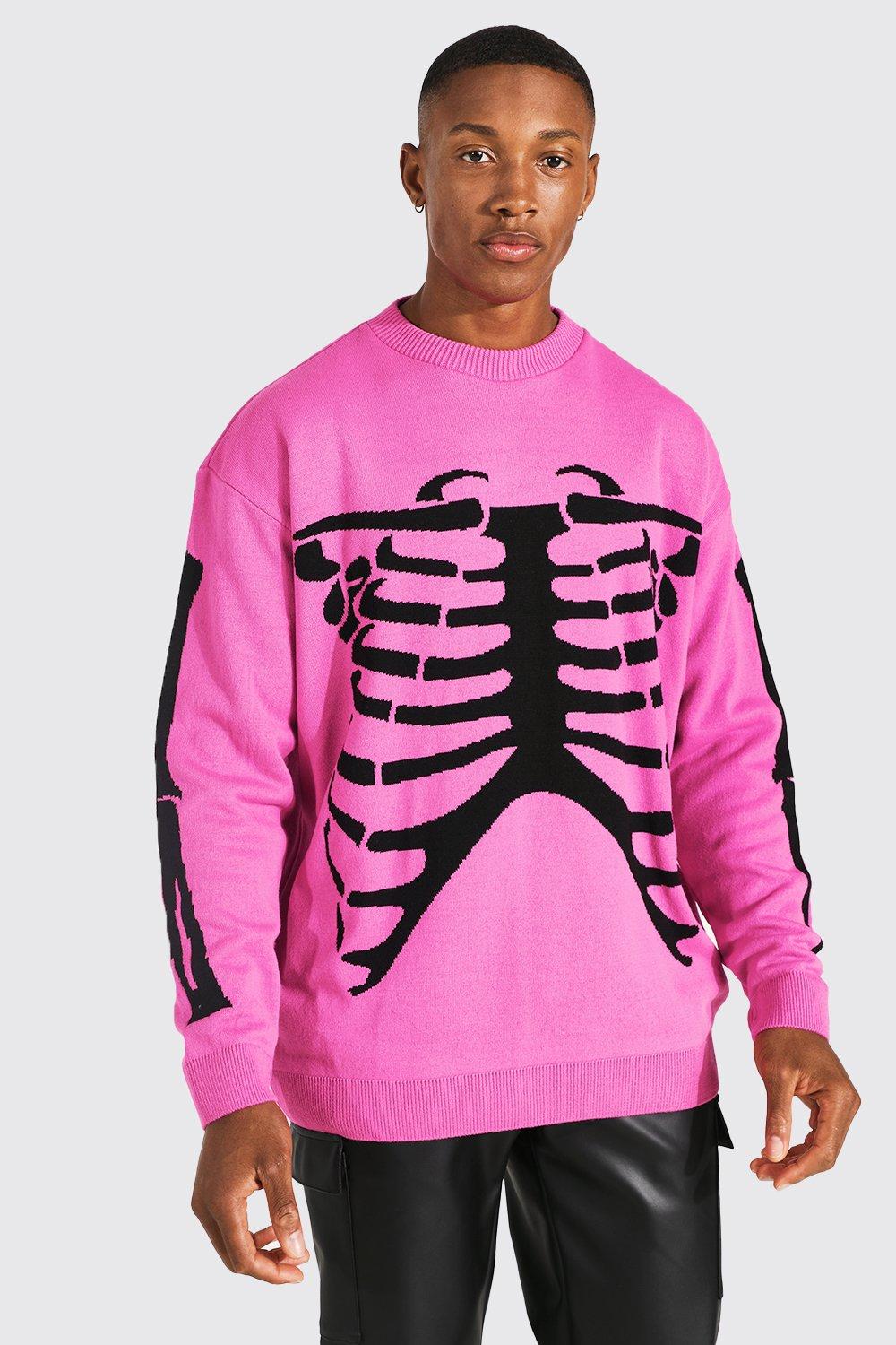 Oversized Skeleton Knitted Jumper | boohooMAN USA