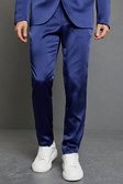 Navy Slim Satin Design Suit Pants