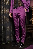 Purple Skinny Satin Design Suit Trousers
