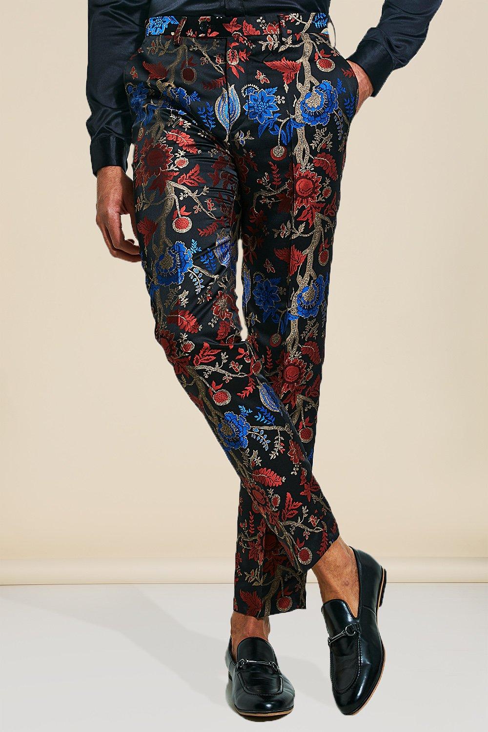 selvbiografi Atticus aflevere Slim Floral Jacquared Suit Trousers | boohooMAN USA