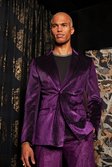 Einreihige Skinny Anzugjacke mit Strass, Purple
