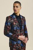 Black Slim Floral Single Breasted Suit Jacket