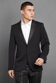 Black Slim Single Breasted Jacquard Suit Jacket