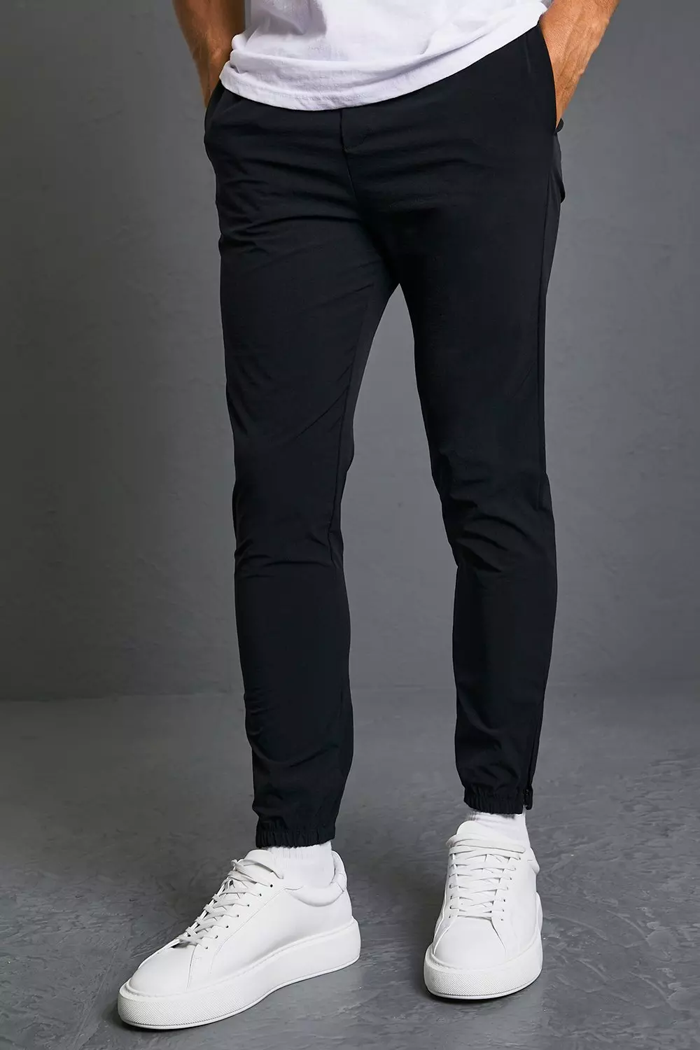 Black Slim Fit Technical Stretch Pants