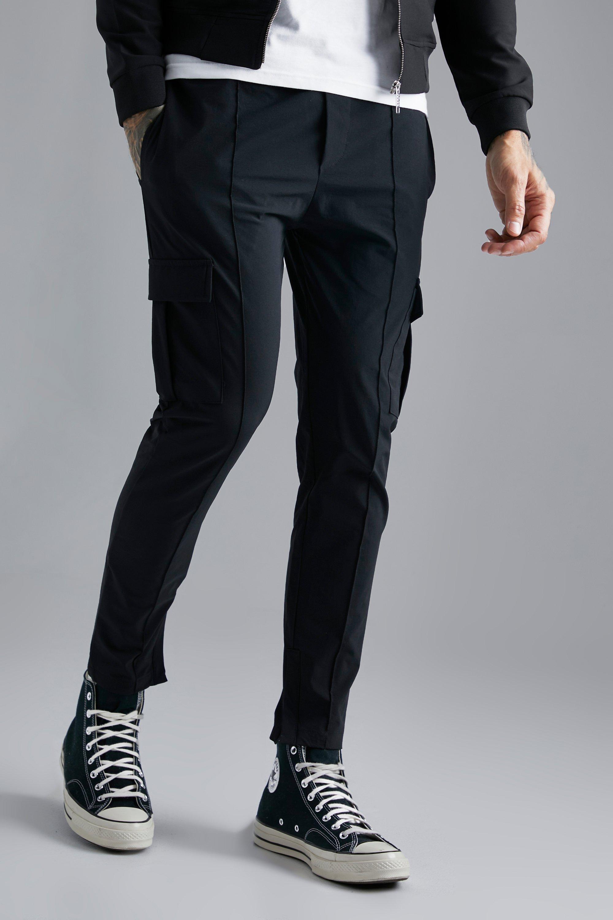 Black Slim-Fit Cargo Pants