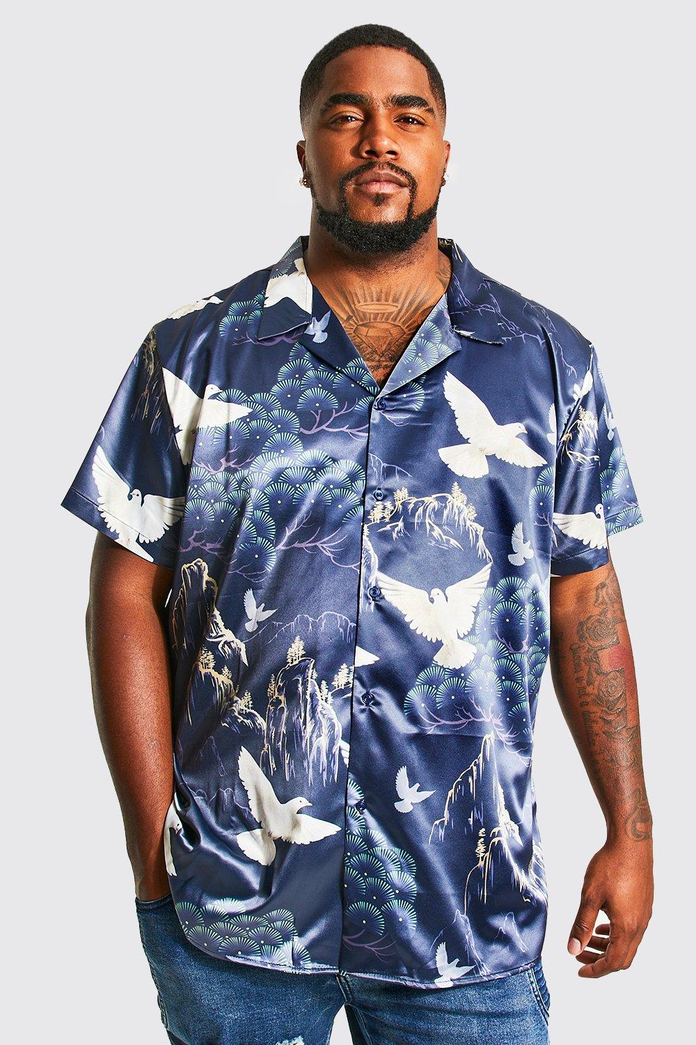 boohooMAN Short Sleeve Floral Muscle Bird Shirt - Men's Printed Shirts