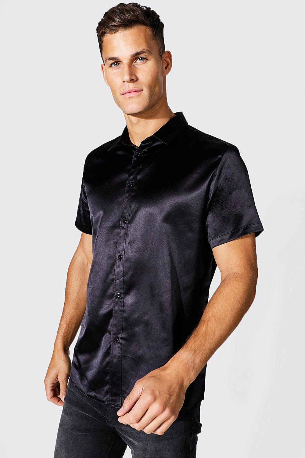 boohooMAN Men's Short Sleeve Denim Shirt