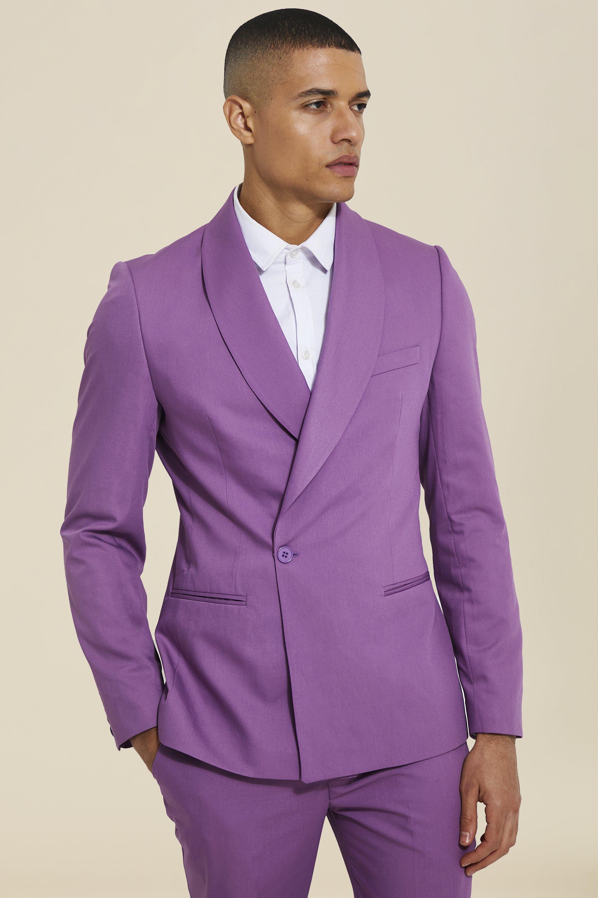 Mauve Skinny Half Lapel Suit Jacket