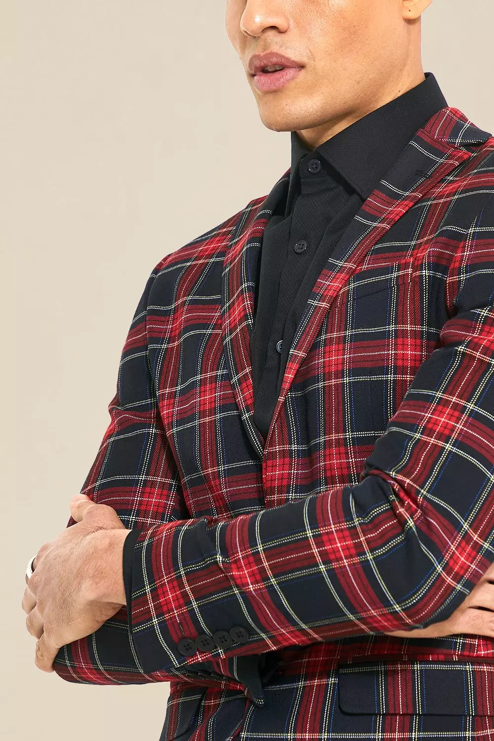 Red tartan blazer mens hotsell