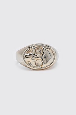 Mens Rings BoohooMAN Rings White for Men BoohooMAN Cross Emblem Signet Ring in Silver 