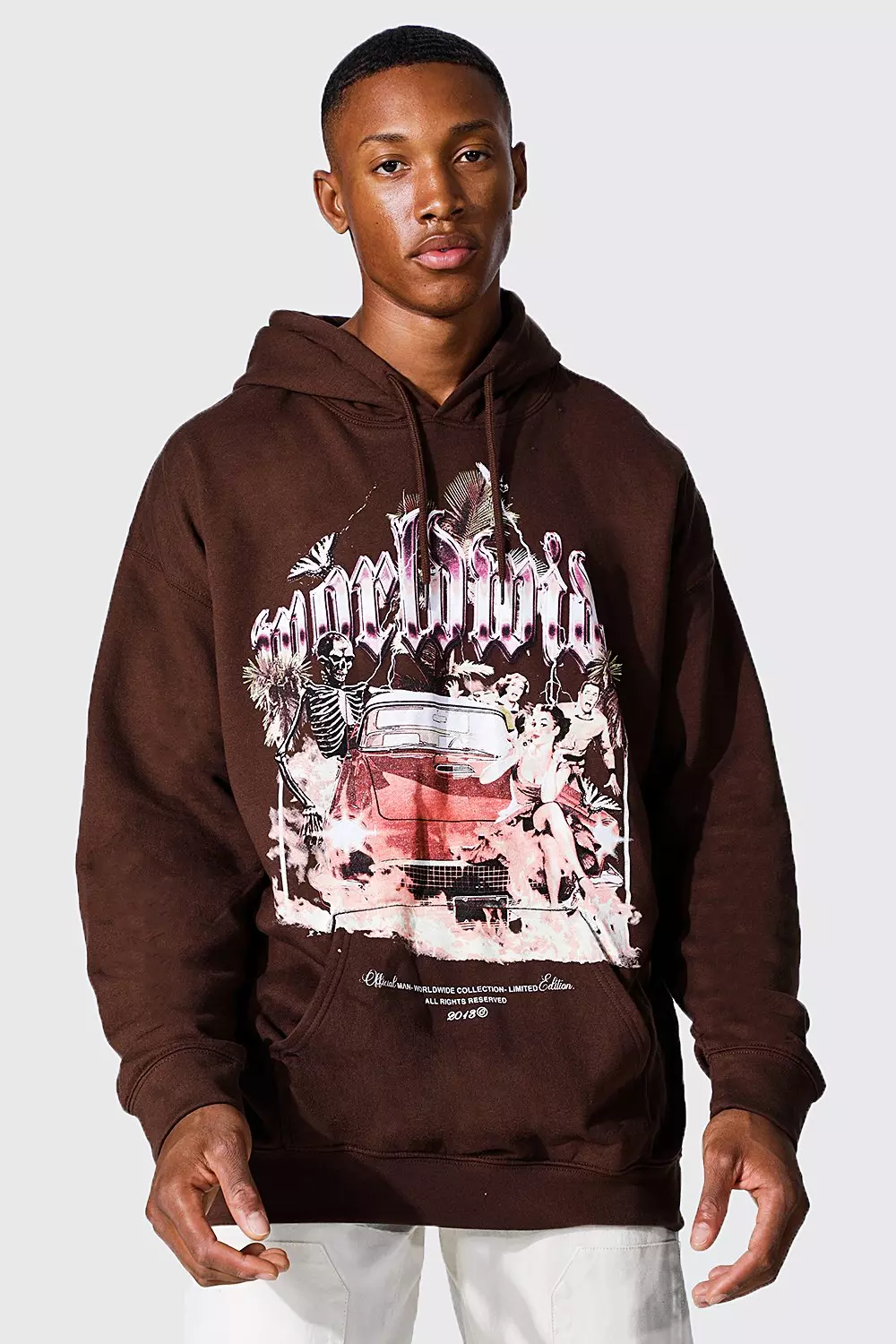 Oversized Car Graphic Hoodie boohooMAN USA