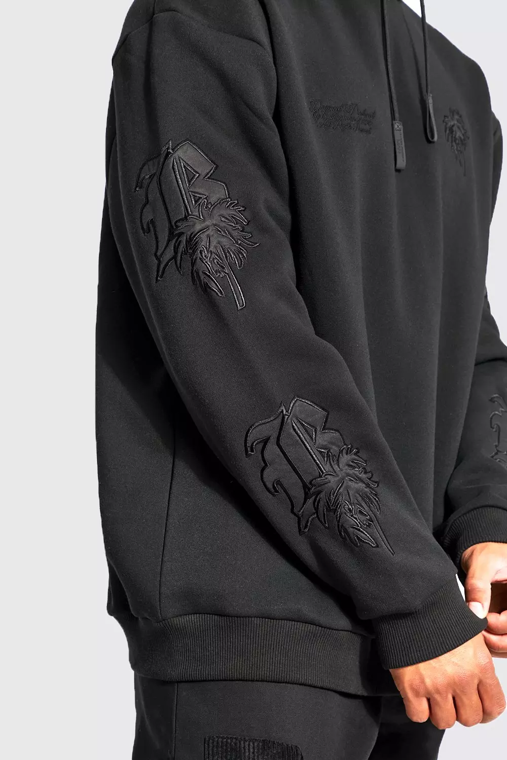 Tall Palm Embroidered Oversized Hoodie boohooMAN