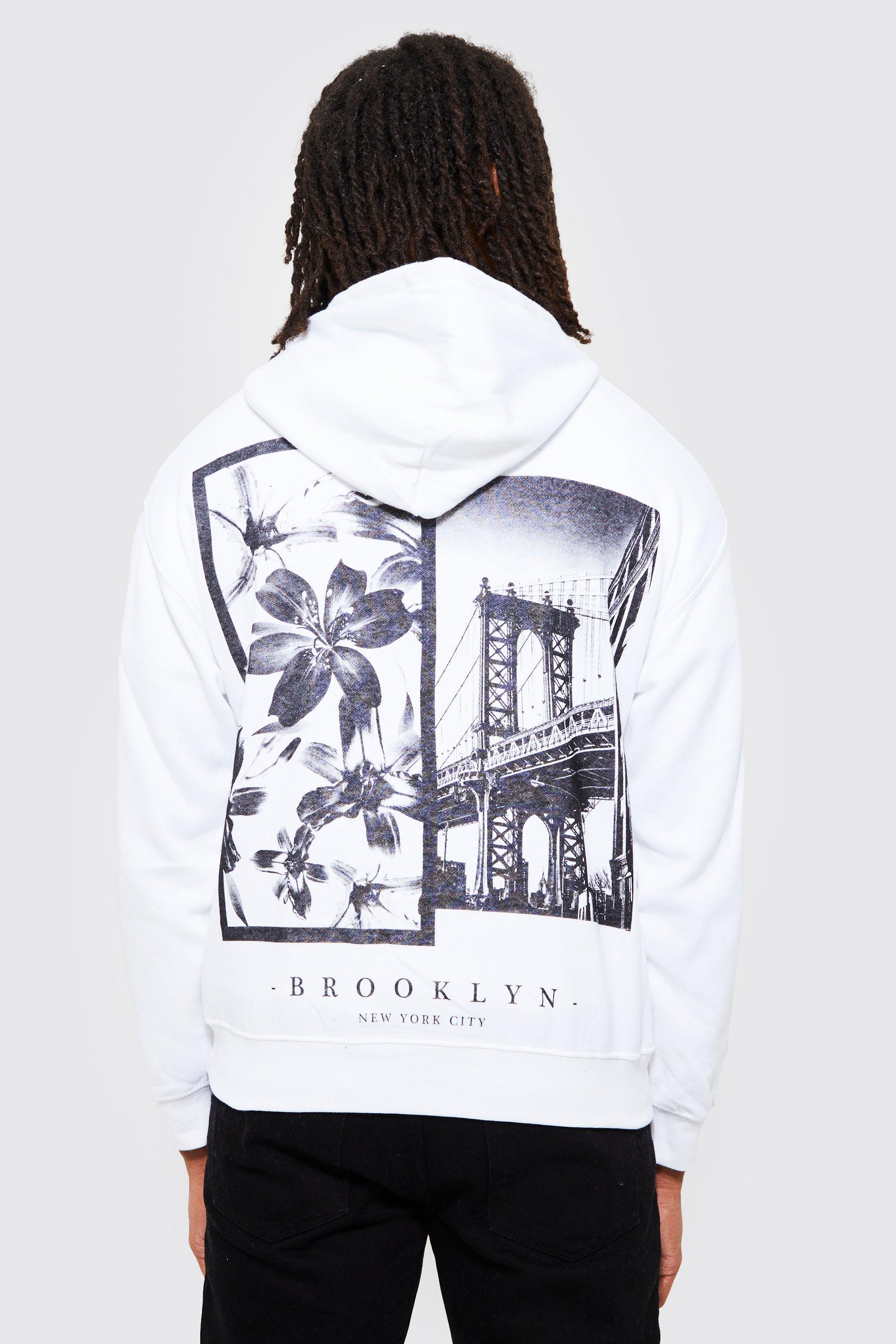 White and beige hoodie with BROOKLYN writing